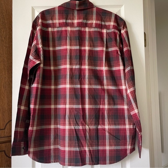 Carhartt Rugged Flex Plaid Long Sleeve Shirt Men Size L Button Up Red Brown - Picture 3 of 12